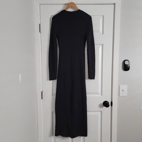Revolve LPA Kavala Sweater Dress Wool Black Button Up Bodycon Long Sleeve Large - Picture 4 of 7